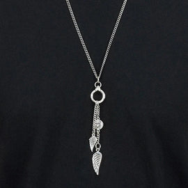 King Baby - 24'' Fine Curb Link Necklace w/5'' Double Wing Drops
