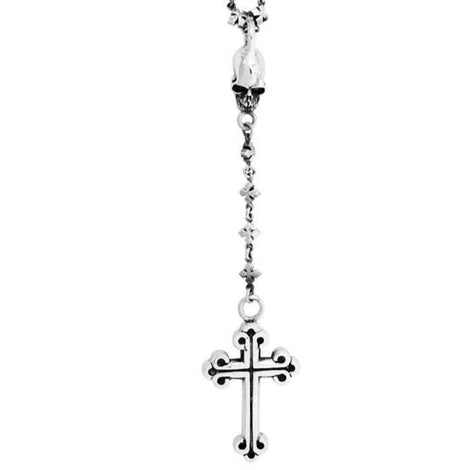 Rosary w/MB Cross Chain, Skull and Small Traditional Cross