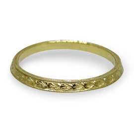 Engraved Gold Angle Band by Jolie