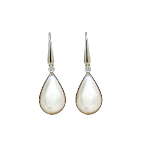14KT W/G Pear-Shaped Mabé Pearl Earrings