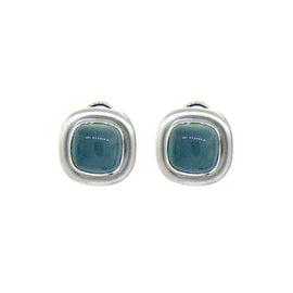 14KT W/G Aquamarine Cabochon Earrings