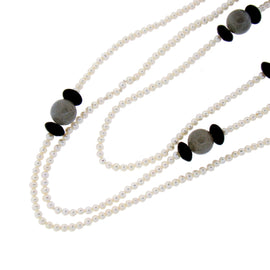 Pearl, Labradorite, & Black Onyx Necklace