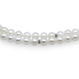 54" Pearl Necklace with Gold and Diamond Rondels
