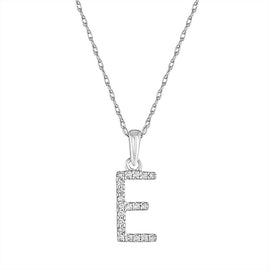 White Gold & Diamond “E” Pendant