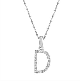White Gold & Diamond “D” Pendant