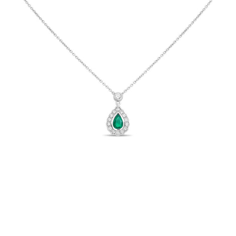 Pear Shape Emerald Halo Pendant