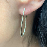 Gold & Diamond Skinny Tear Drop Hoop Earrings