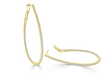 Gold & Diamond Skinny Tear Drop Hoop Earrings