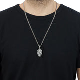 King Baby - Carved Baroque Skull Pendant on 24 in. Fine Curb Link Chain