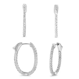 Diamond Oval Hoop Earrings