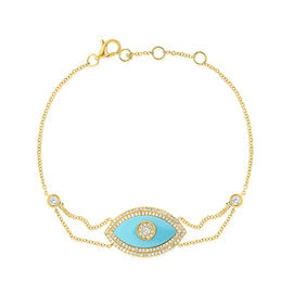 Turquoise & Diamond Evil Eye Bracelet