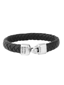 King Baby - Small Braided Leather Bracelet with a Hook Clasp