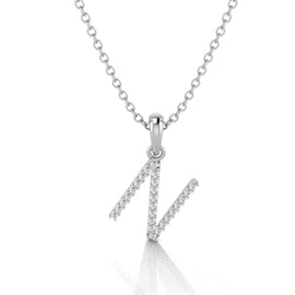 White Gold & Diamond “N” Pendant