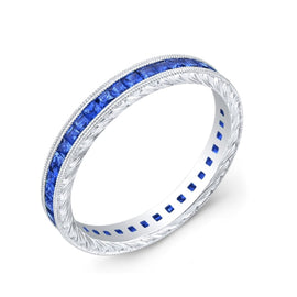 Princess Cut Blue Sapphires Band