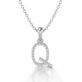 White Gold & Diamond “Q” Pendant