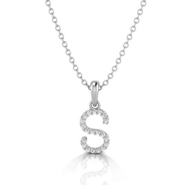 White Gold & Diamond “S” Pendant