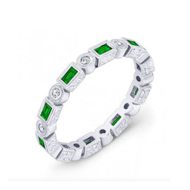 Tsavorite and Diamond Stackable Ring