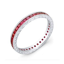 Princess Cut Rubies Band