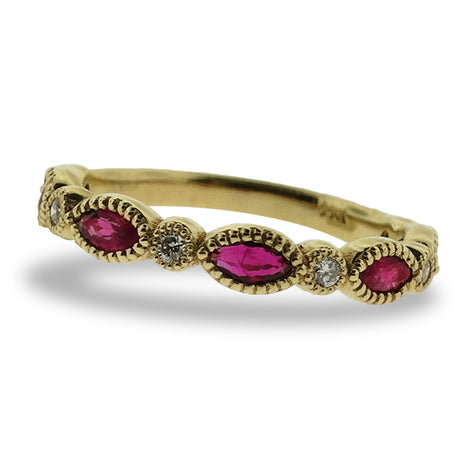Ruby and Diamond Marquise RIng