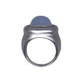 14KT W/G Aquamarine Cabochon Ring