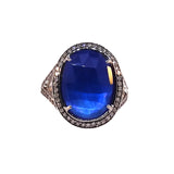 18KT W/G Blue Topaz and Diamond Ring