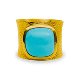 Turquoise Hammered Gold Ring