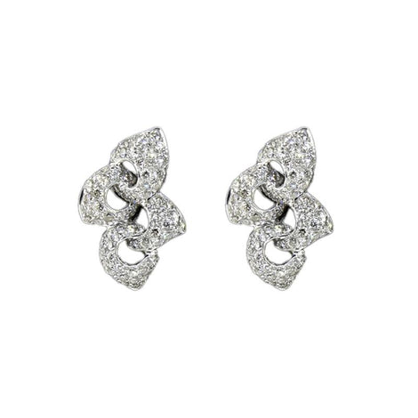 18KT W/G Pave Diamond Leaf Earrings
