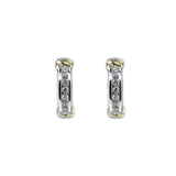 14KT Two-Tone Diamond J-Hoop Earrings