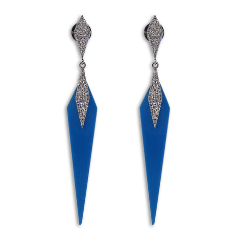 Turquoise and Diamond Geometric Earrings