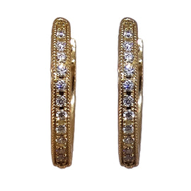 Yellow Gold and Diamond Small Hoop Earrings by Jolie