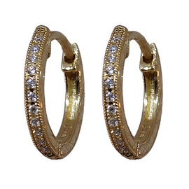 Yellow Gold and Diamond Small Hoop Earrings by Jolie