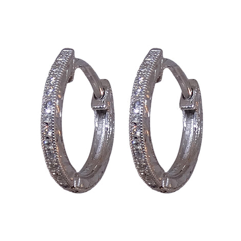 White Gold and Diamond Small Hoop Earrings by Jolie