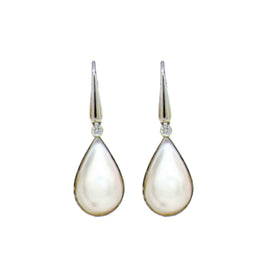 14KT W/G Pear-Shaped Mabé Pearl Earrings