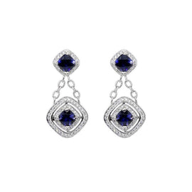 18KT W/G Iolite and Diamond Earrings