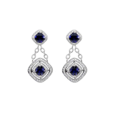 18KT W/G Iolite and Diamond Earrings