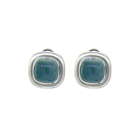 14KT W/G Aquamarine Cabochon Earrings