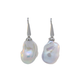 14KT W/G Baroque Pearl Drop Earrings