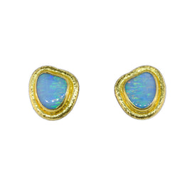 24KT Y/G Opal Earrings Designed by Gurhan