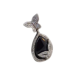 18KT W/G Diamond Butterfly with Black Onyx Earrings