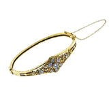 14KT Y/G Floral Motif Diamond Bangle Bracelet