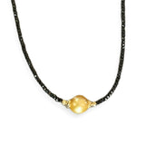 Black Necklace with Gold Pearl