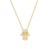 14k Yellow Gold & Diamond Hamsa Necklace