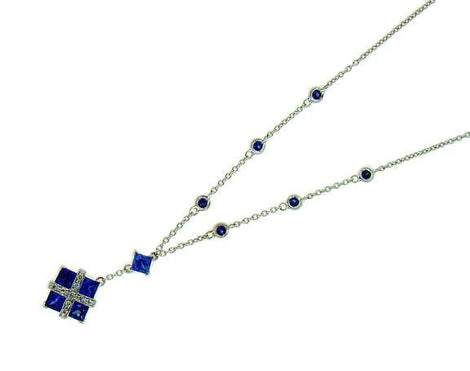 18KT W/G Sapphire & Diamond Necklace