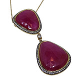 18KT Y/G Ruby Slice and Diamond Necklace