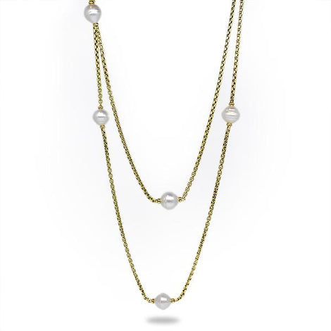Y/G Pearl Station Necklace