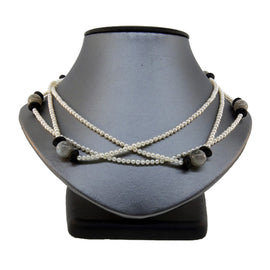 Pearl, Labradorite, & Black Onyx Necklace