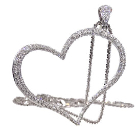 Open heart diamond pendant