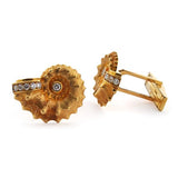 Gold Shell with Diamond Cuff Links
