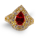 Pear Shaped Ruby and Diamond Ring