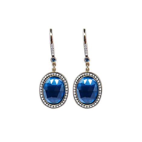18KT Y/G Blue Topaz Earrings by Jenny Perl